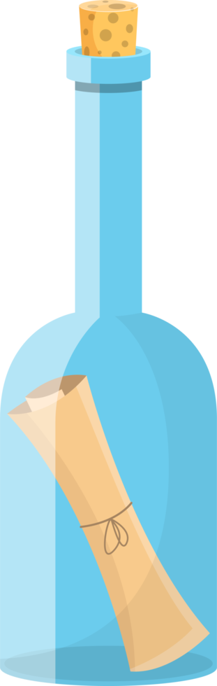 scroll bericht in fles clipart ontwerp illustratie png