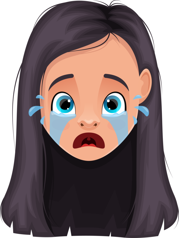 Little girl face expression clipart design illustration png