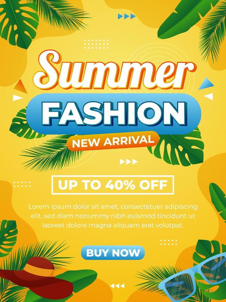 Summer Fashion Floral Poster Template vector