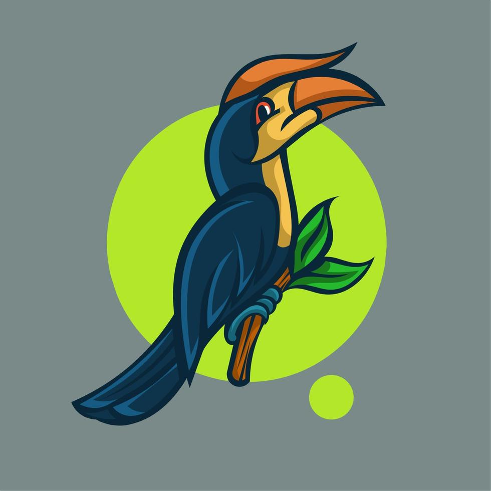 vector illustration, cute ivory hornbill, fit for logo or children's book about animals