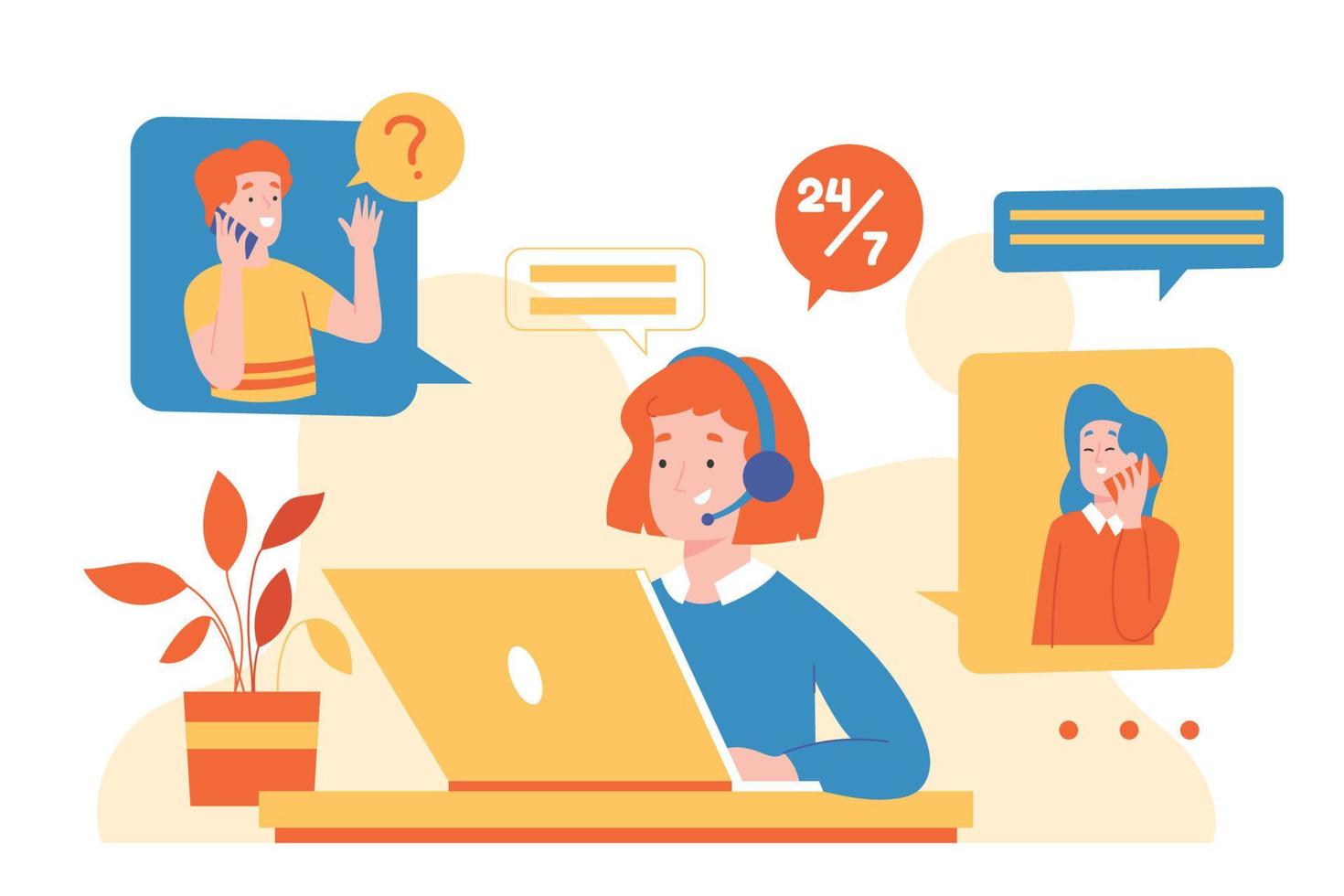 Call Centre Service Flat Illustration vector