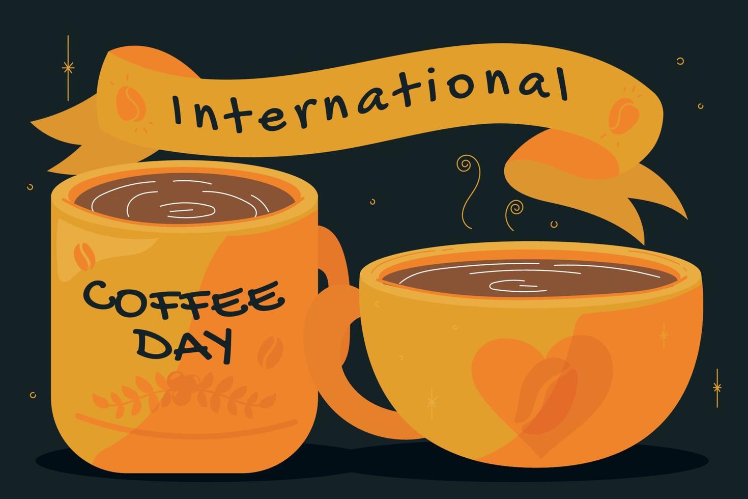 International Coffee Day Flat Illustration vector