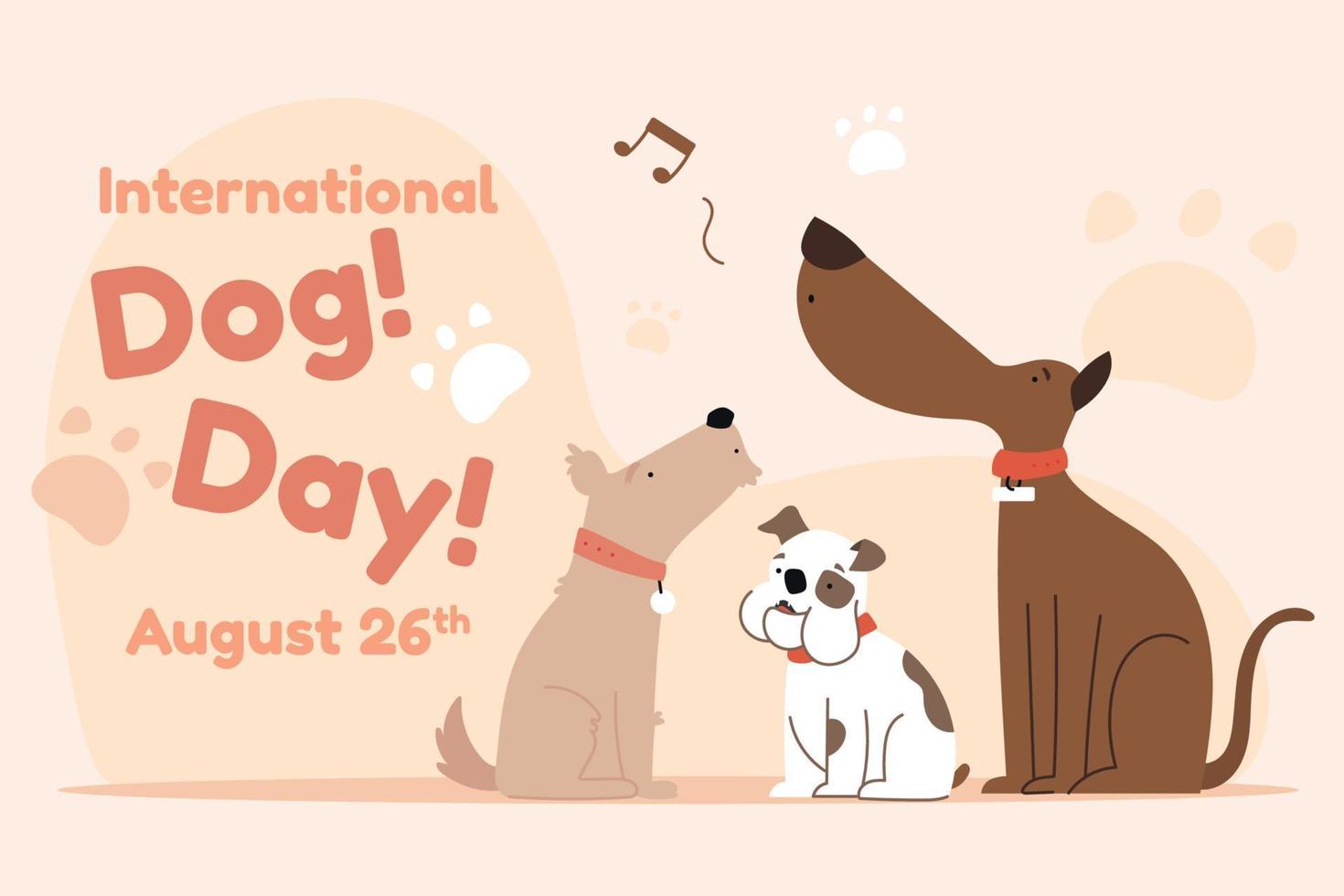 International Dog Day Flat Illustration vector