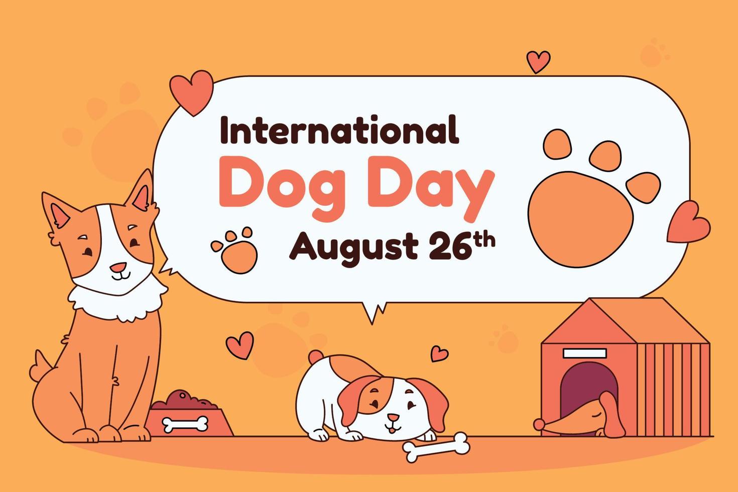 International Dog Day Flat Illustration vector