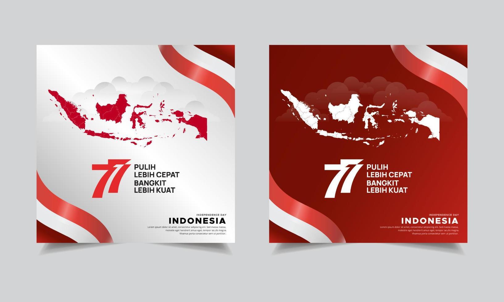 colección de 77 iconos del logotipo del diseño del día de la independencia de indonesia con vectores de mapas de indonesia