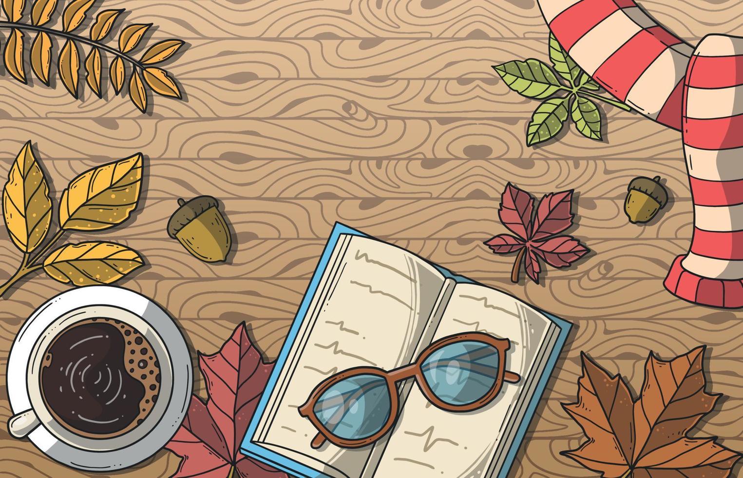 Fall Floral On Desk Concept vector