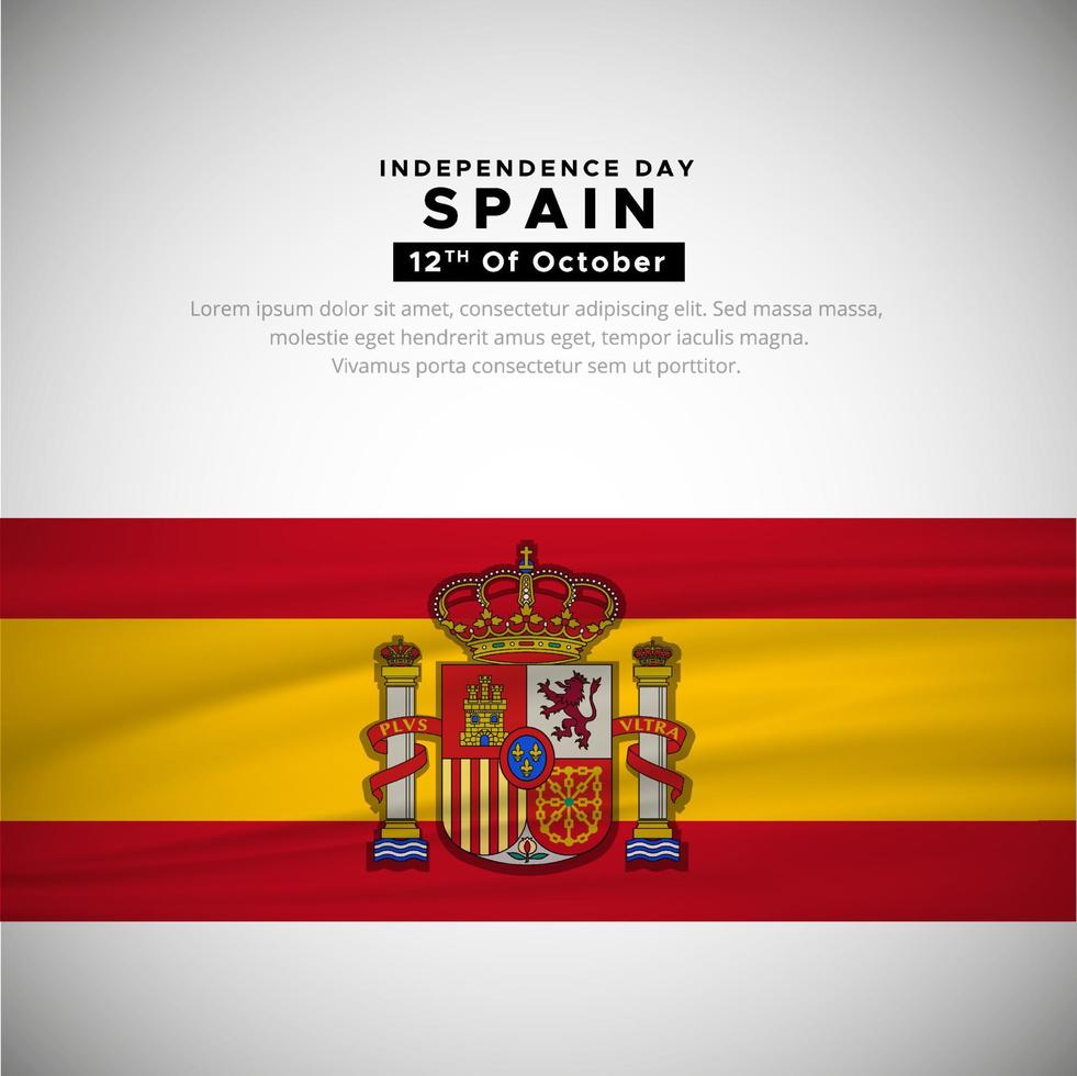 diseño moderno del día de la independencia de españa con vector de bandera ondulada