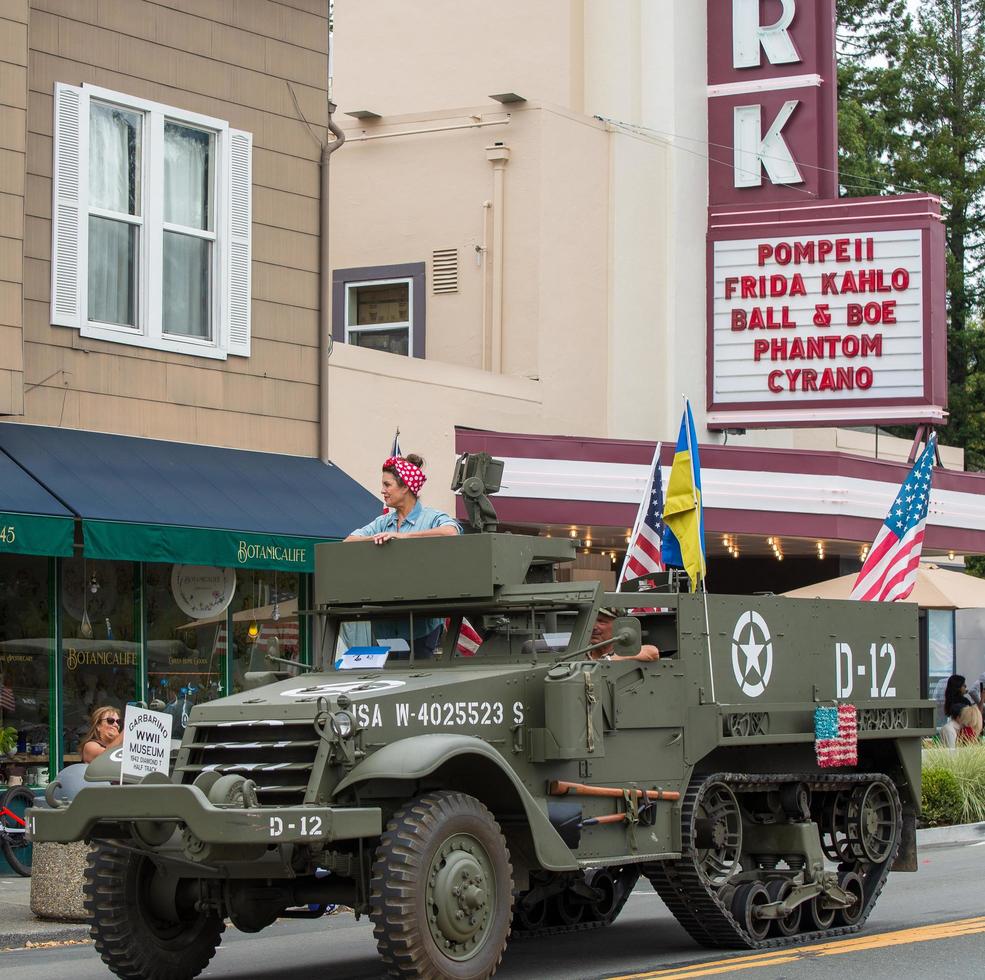 July 4th, 2022 Larkspur California USA, Corte Madera Larkspur 4th of July Parade, Garbarino WWII Museum T Halftrack photo