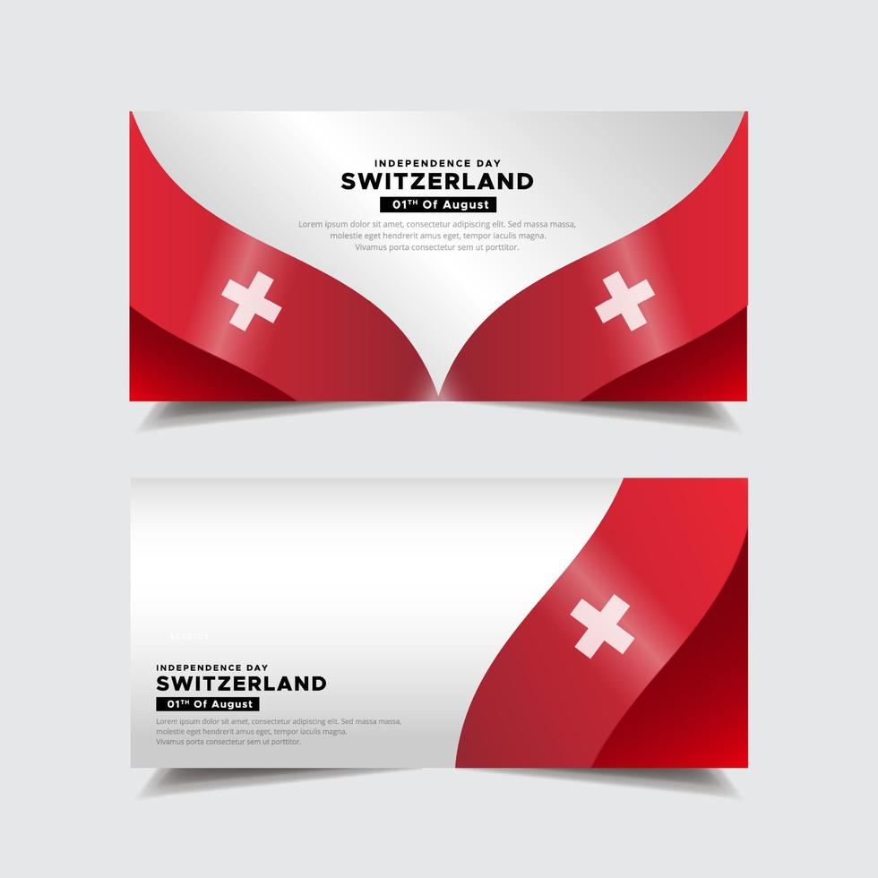 Collection of Switzerland Independence Day design banner vector