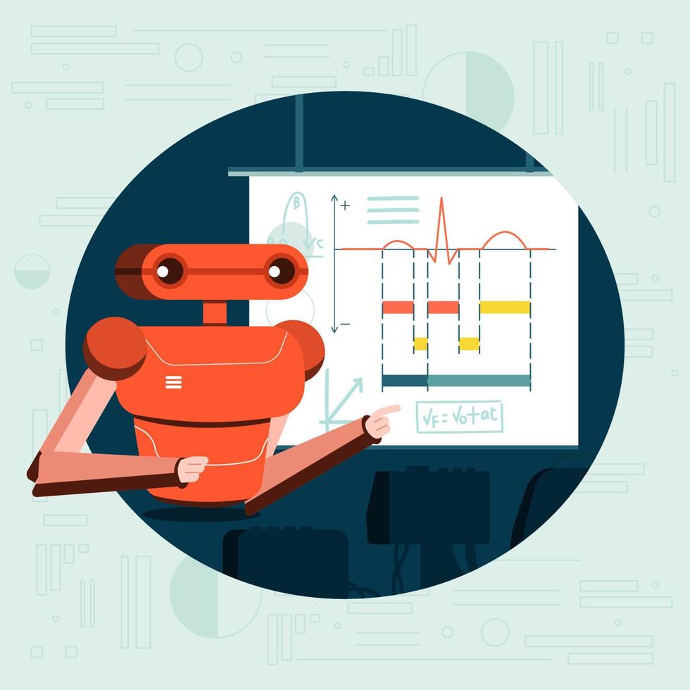 Robot Working On Data Automatically Concept vector