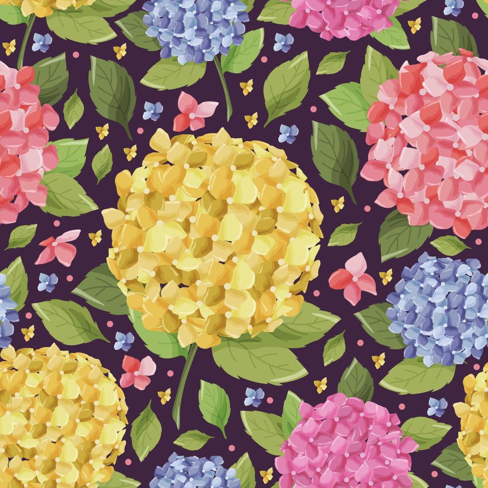 Hydrangeas Flower Colorful Seamless Pattern vector