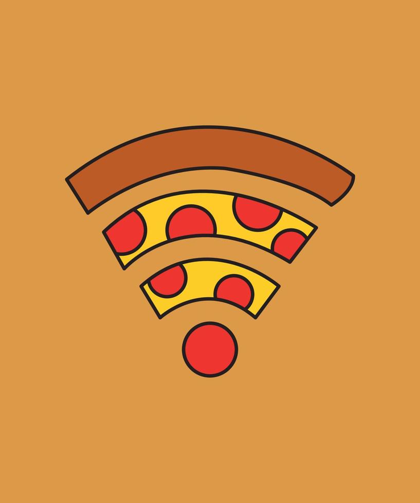 Pizza in a shape of a Wi-Fi symbol vector illustration.