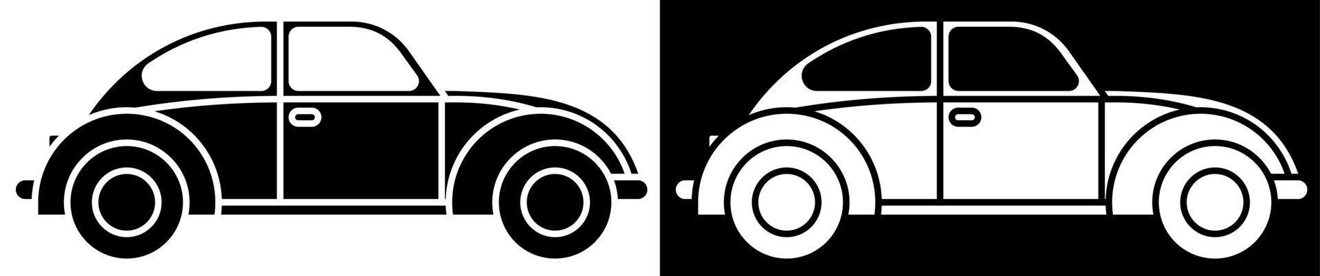 Vintage classic car. Origin and development of automotive industry. Icon in linear style. Vector