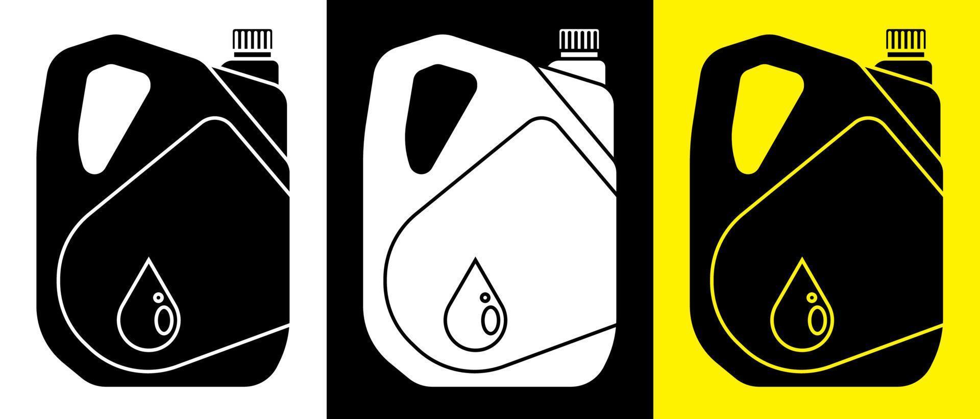 car oil canister icons. Stable machine engine operation. Car maintenance and seasonal oil change at service center. Vector in a flat style