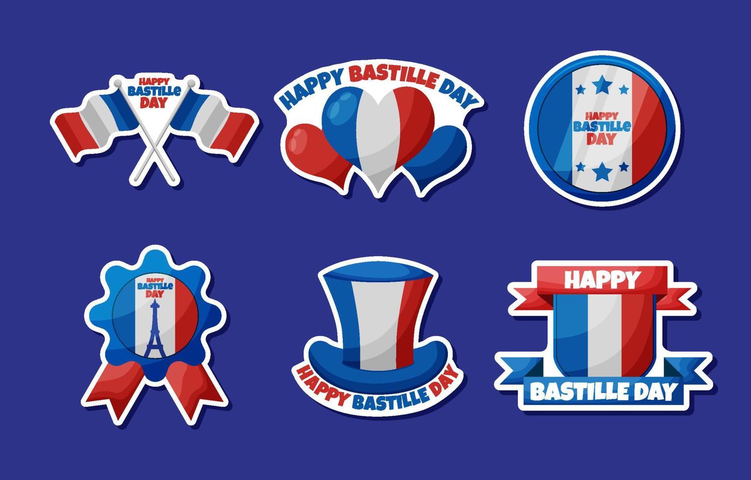 Bastille Day Festivity Stickers Set vector