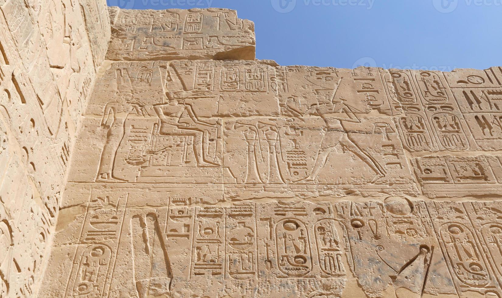 Egyptian hieroglyphs in Mortuary Temple of Seti I, Luxor, Egypt photo