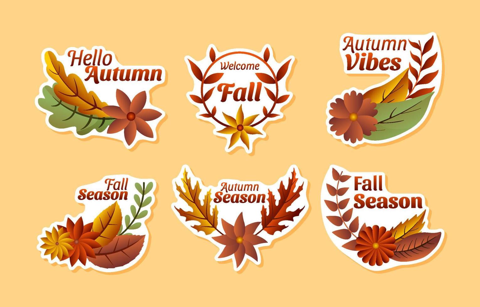 conjunto de pegatinas florales de otoño vector