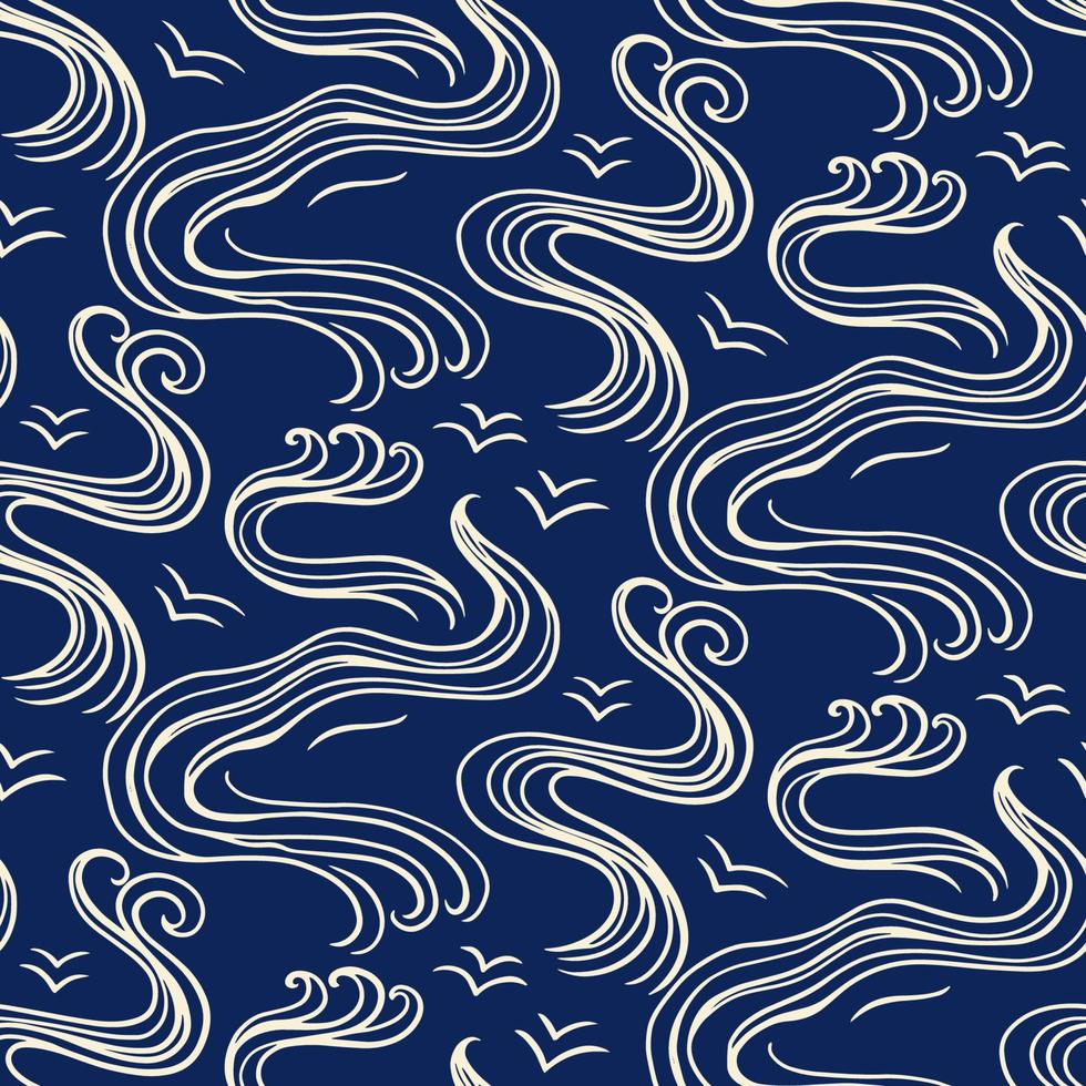 Ocean waves seamless pattern vector