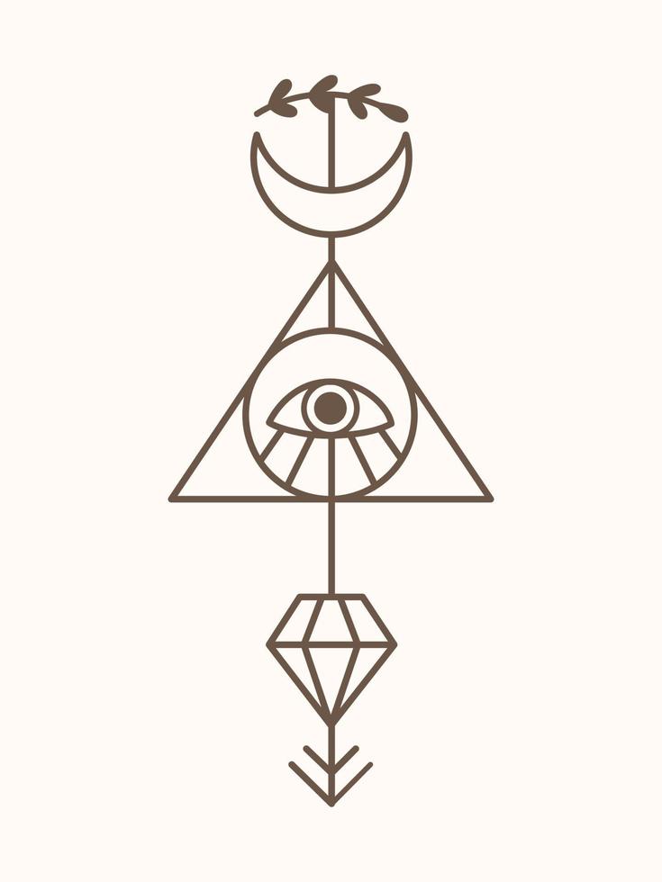 tatuaje místico de geometría sagrada arte vectorial vector