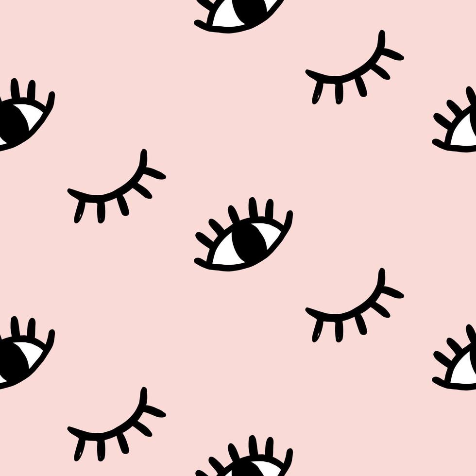 Vector hand drawn eye doodles seamless pattern