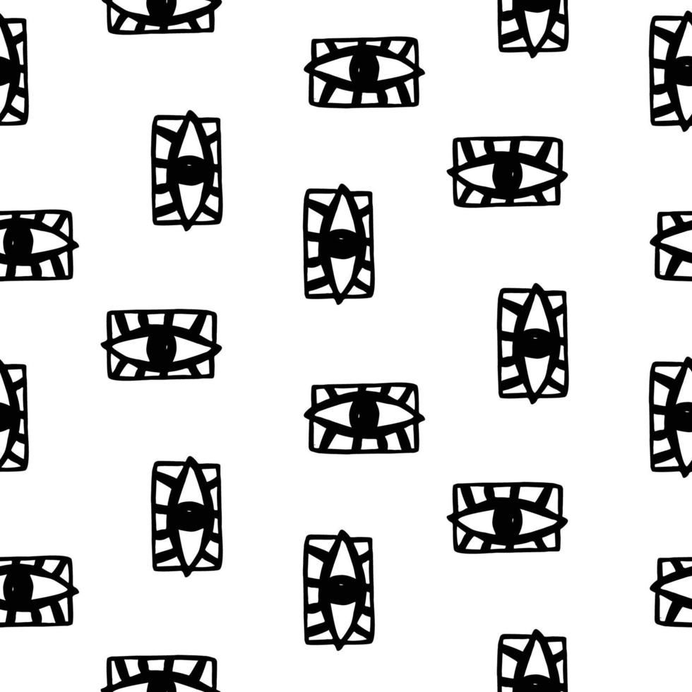 Vector hand drawn eye doodles seamless pattern