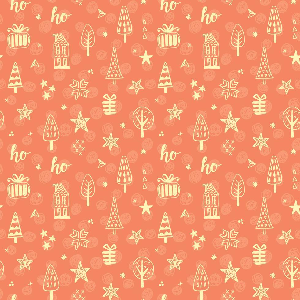 Christmas doodles seamless pattern vector