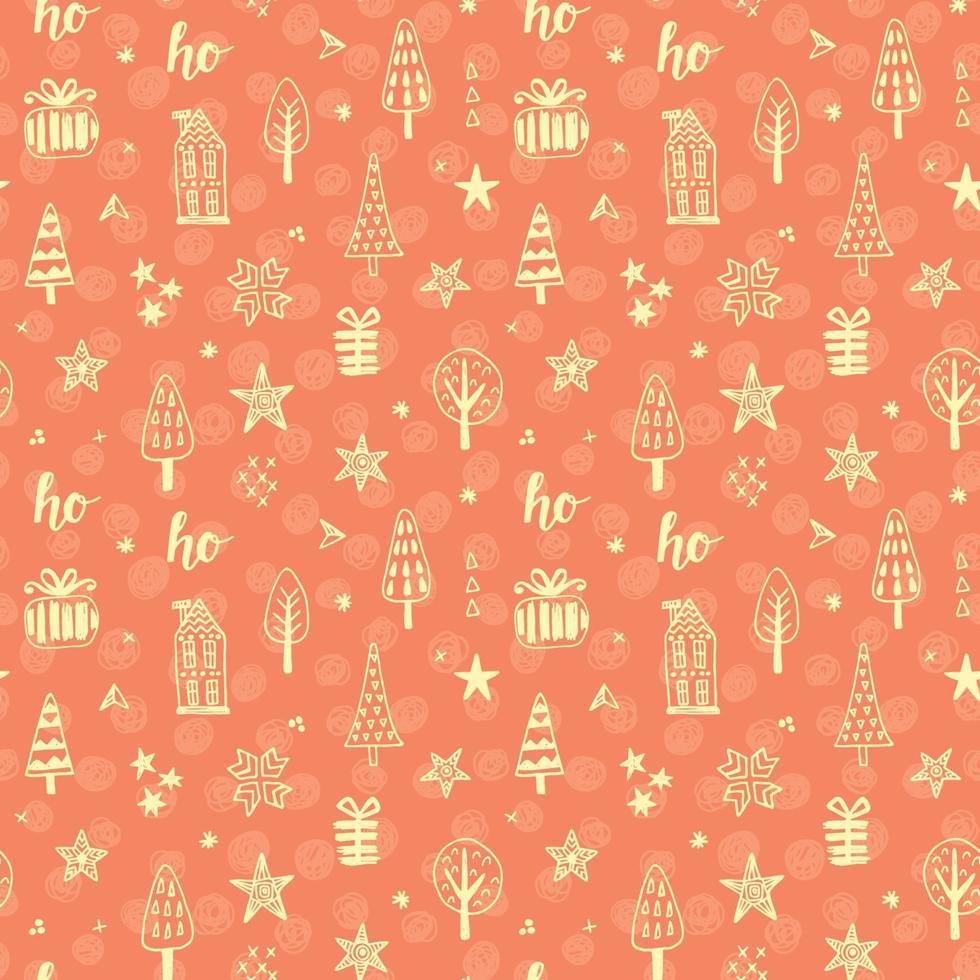 Christmas doodles seamless pattern vector