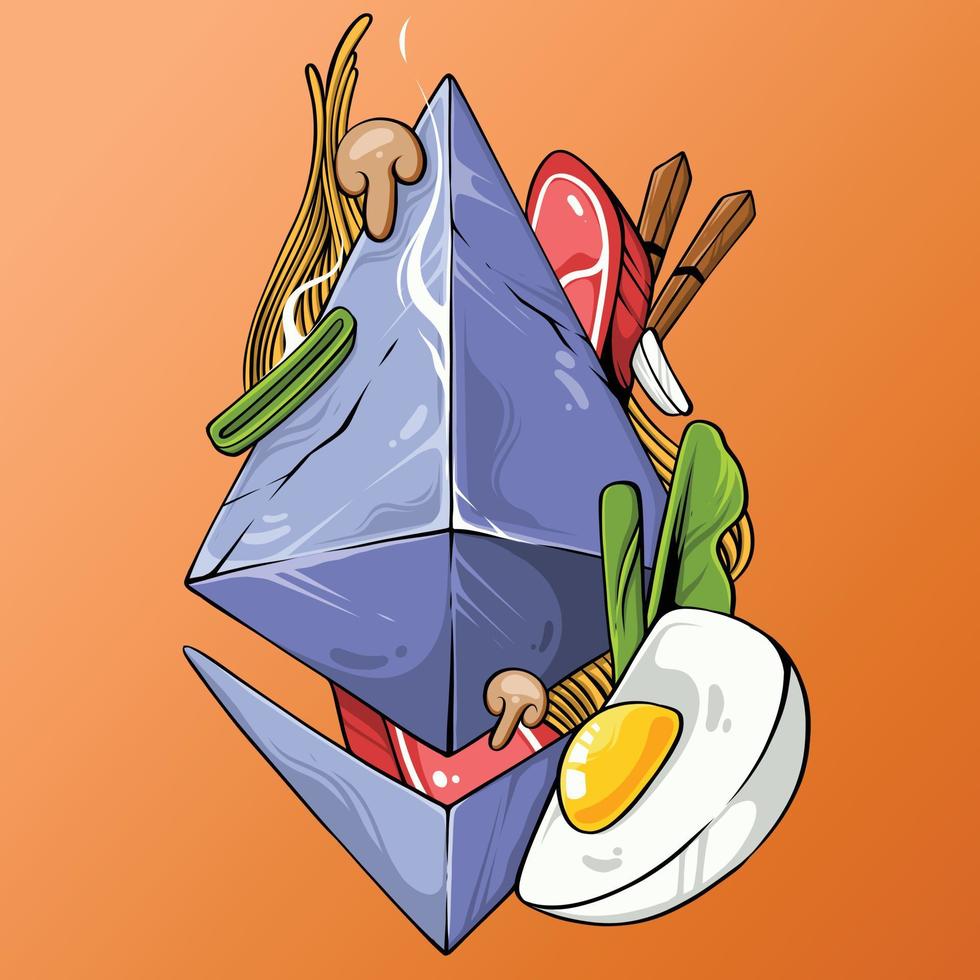 comida de ilustración para ethereum vector