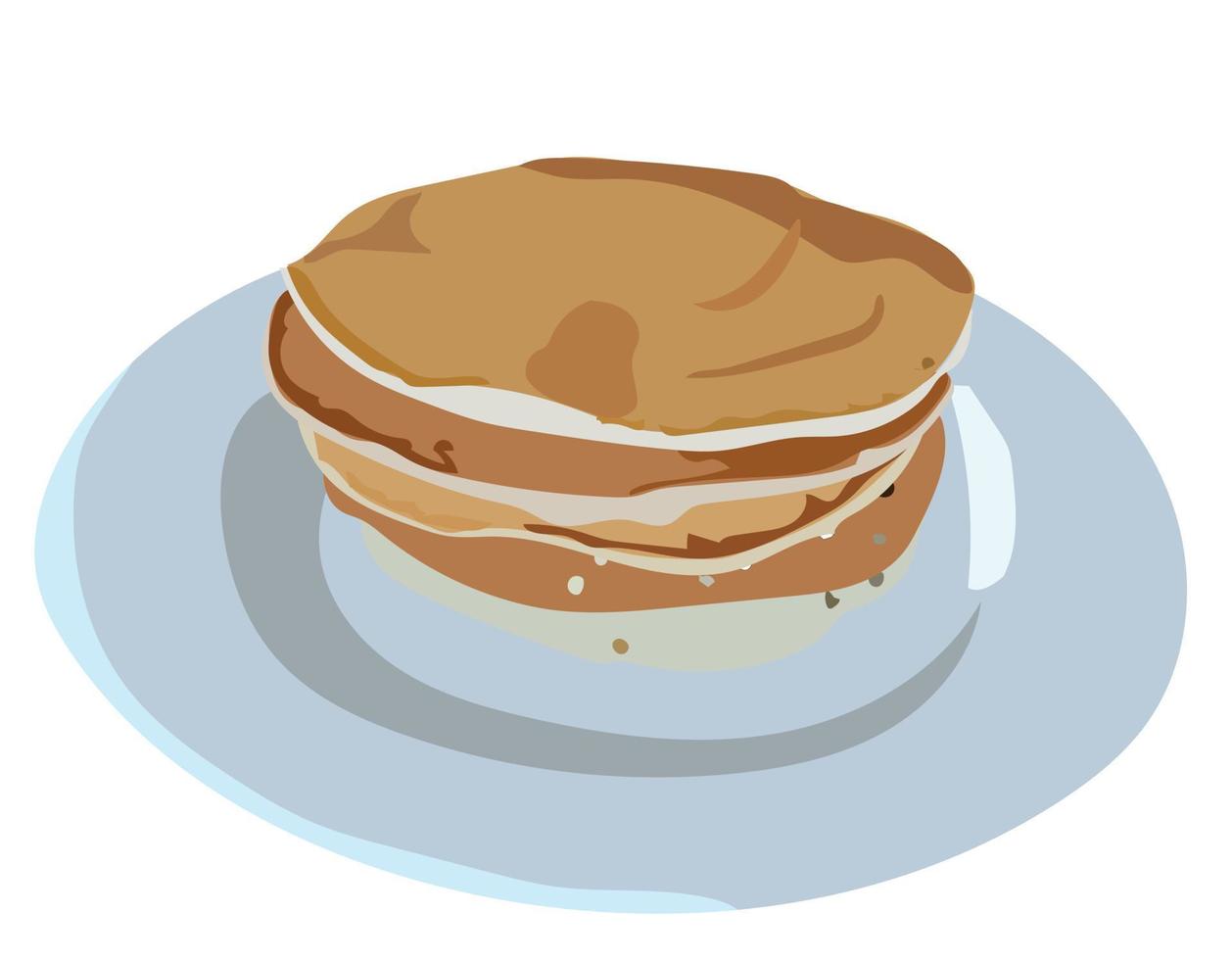 A stack of pancakes on a plate. Vector illustration.