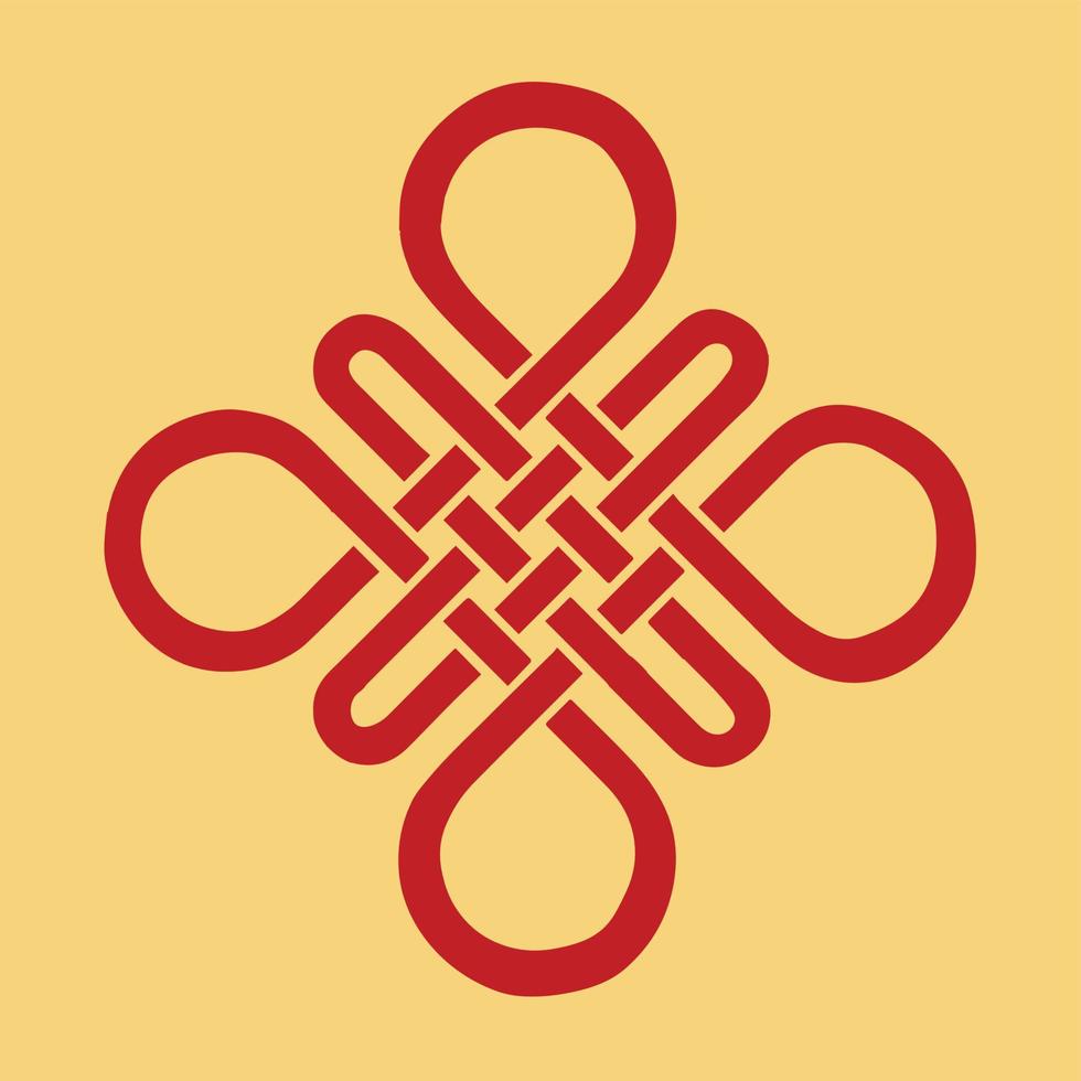 Endless knot,  vector illustration with one of the cultural symbols of Buddhism endless knot