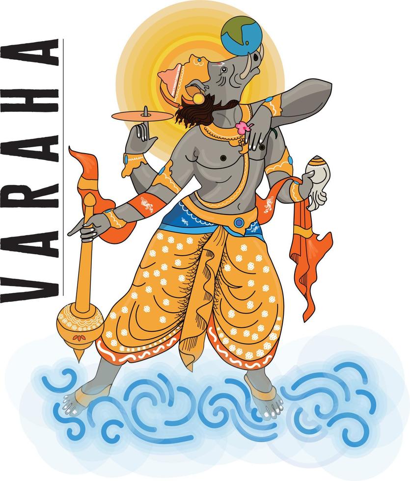 Indian Lord Varaha sculpture one of avatar from the Dashavatara of Vishnu in India art style vector