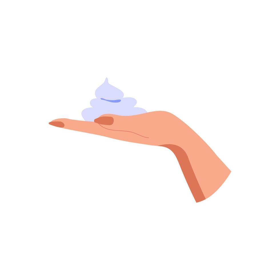 Hands holding cream. Concept of skin care, cosmetics. Isolated vector illustration in flat style.