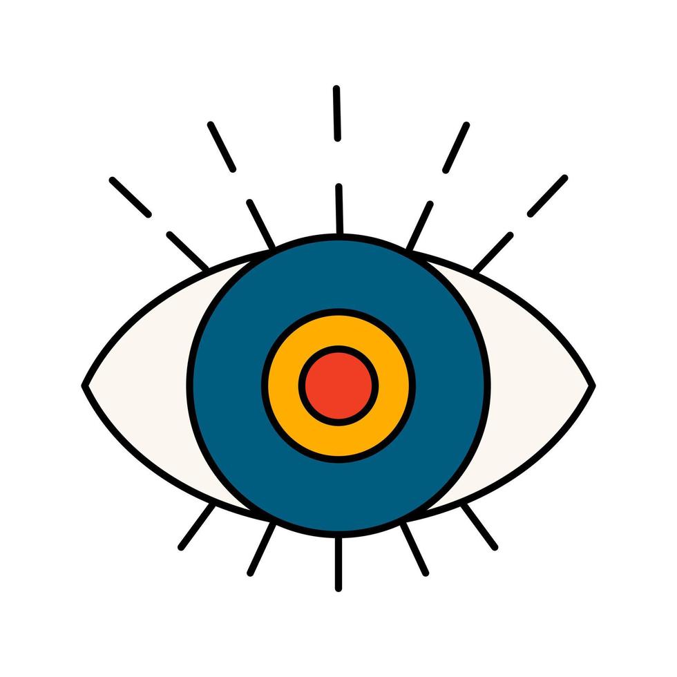 Vector isolated symbol of eye. Esoteric magic psychedelic concept.