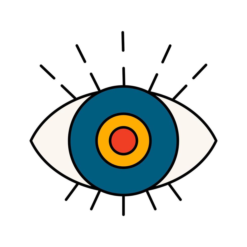 Vector isolated symbol of eye. Esoteric magic psychedelic concept.