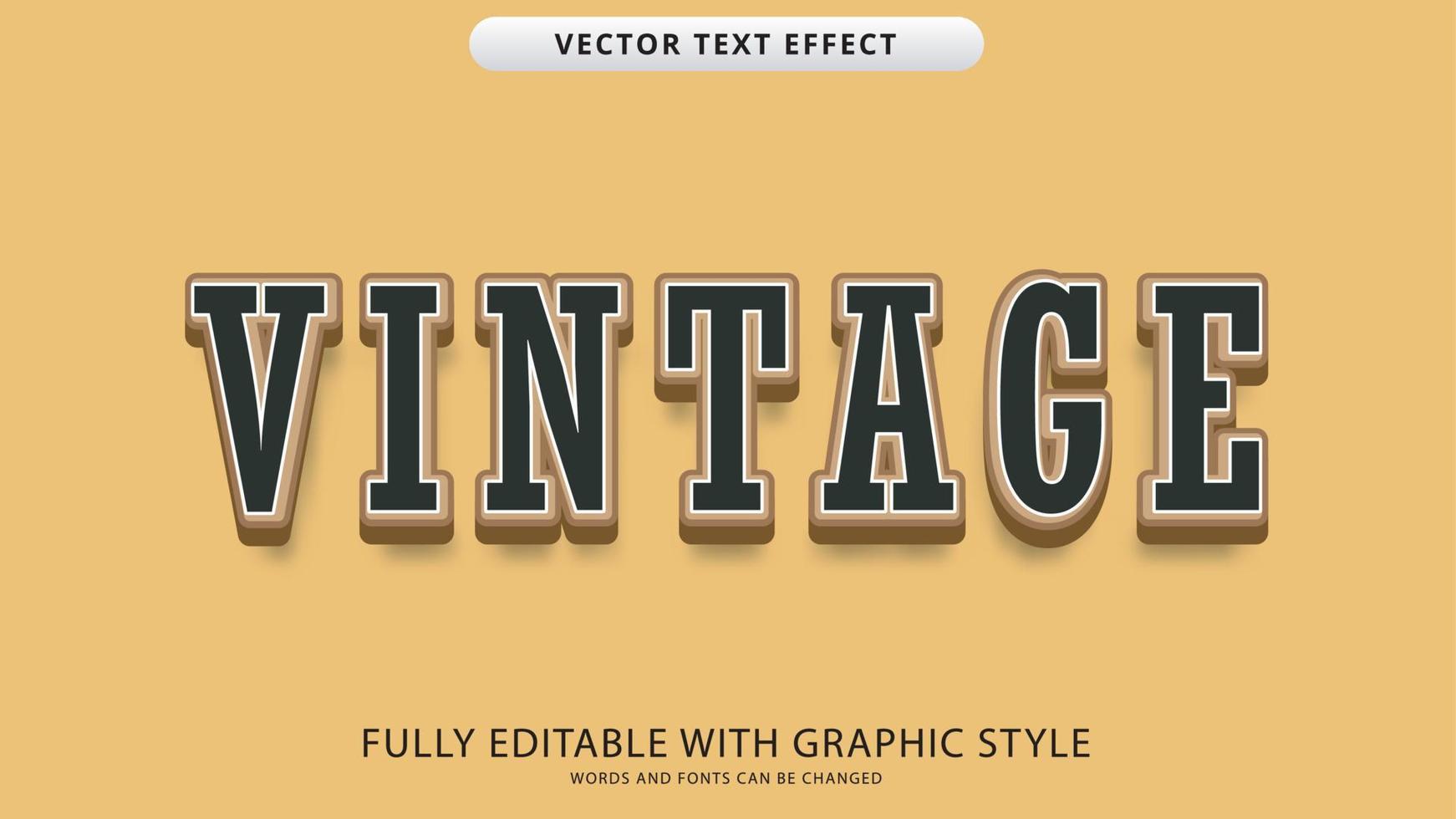efecto de texto vintage editable con estilo gráfico vector