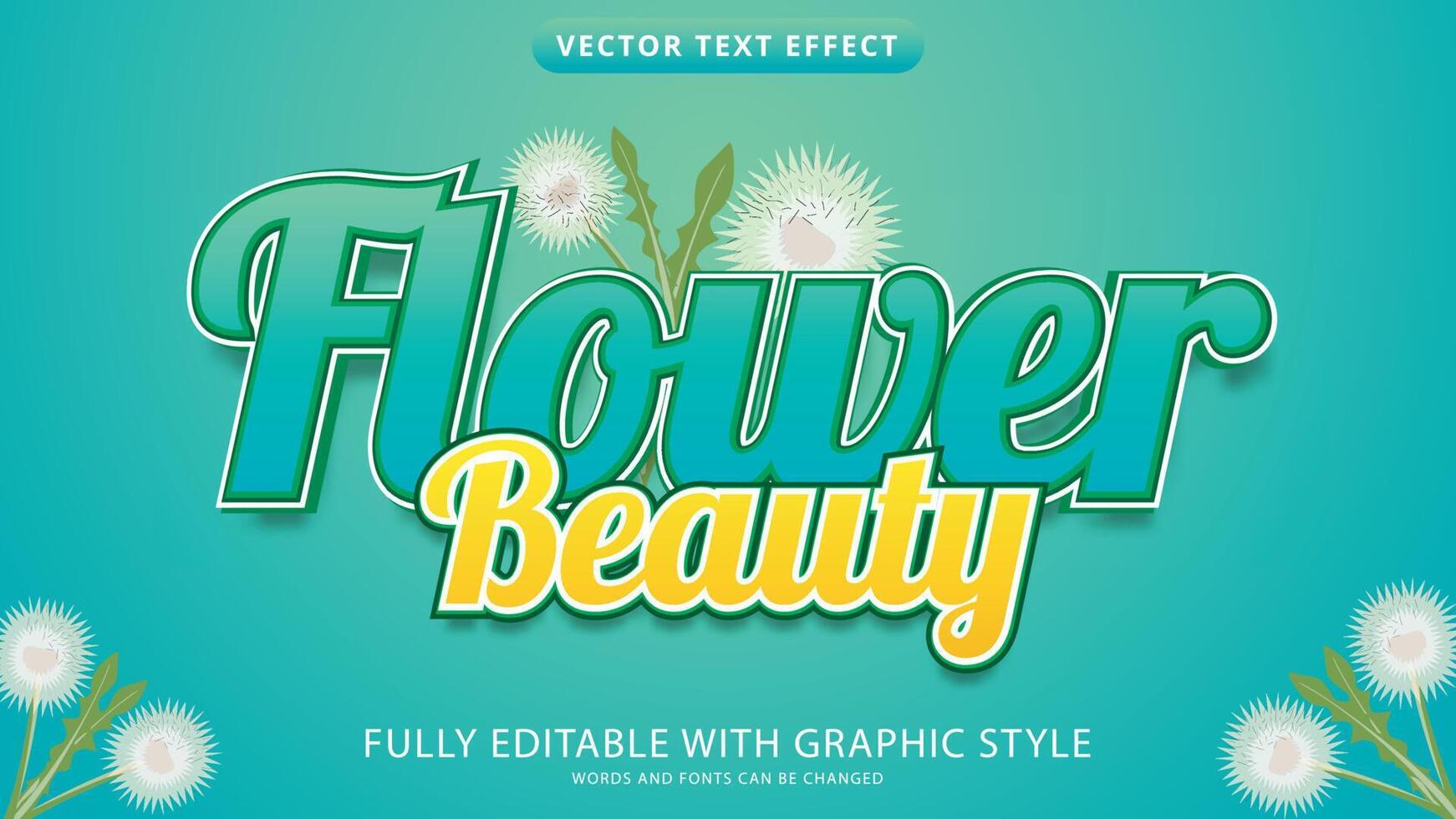 efecto de texto de flor editable con estilo gráfico vector