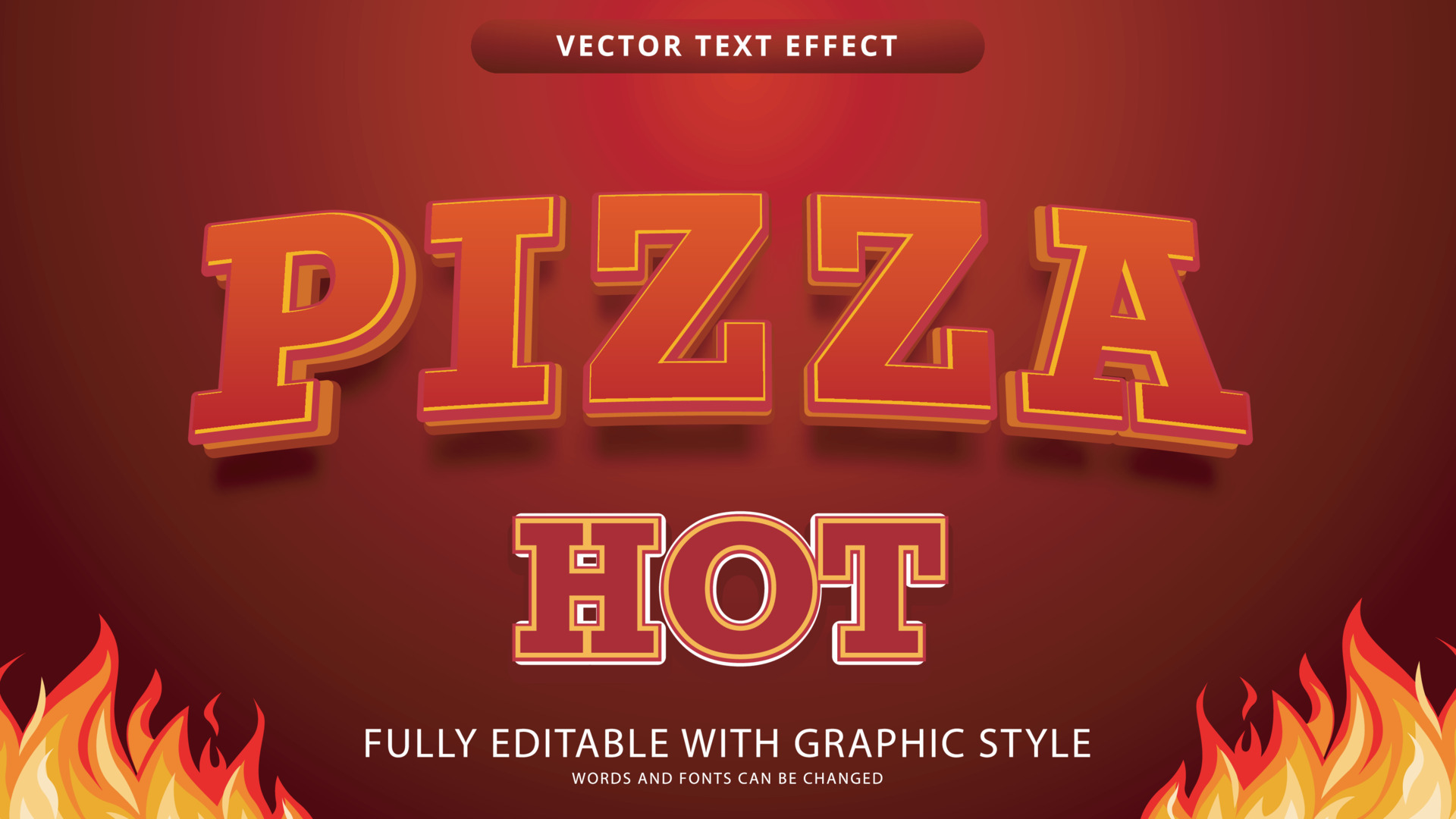 pizza text effect editable with graphic style 9356788 Vector Art at