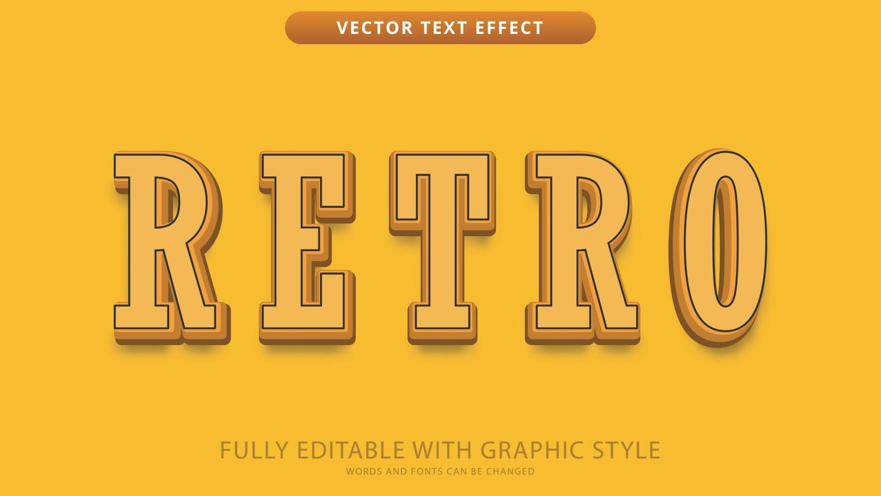 efecto de texto retro editable con estilo gráfico vector