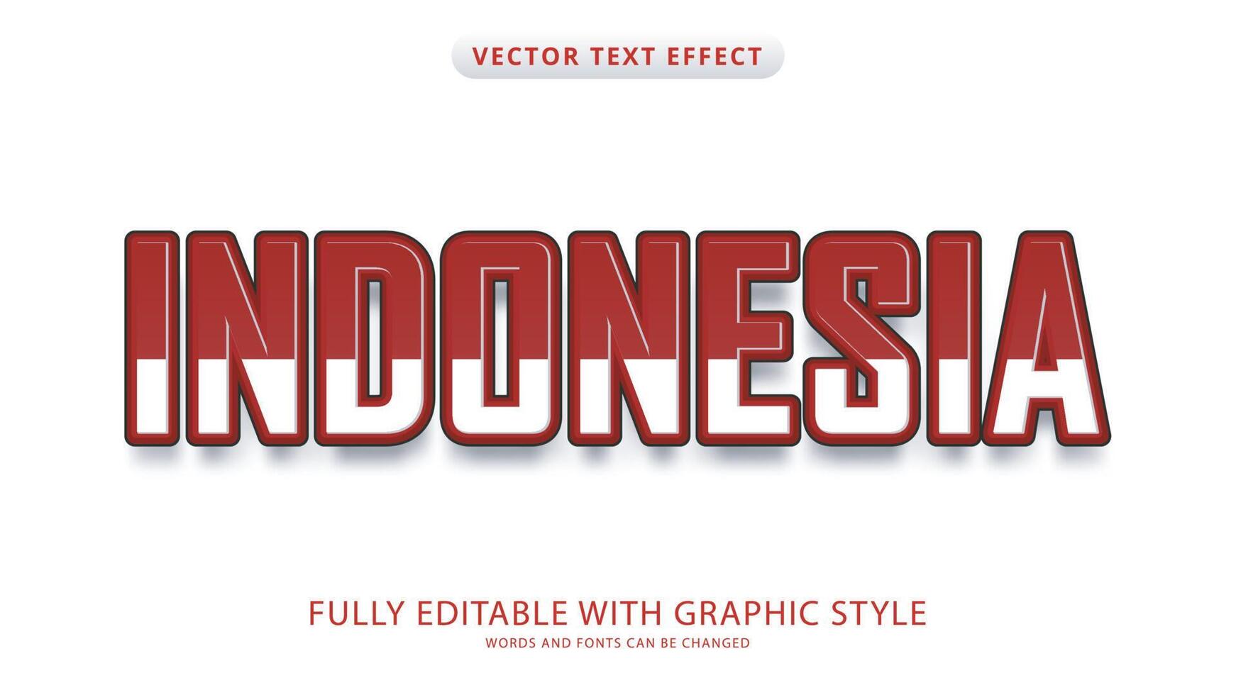 efecto de texto indonesio editable con estilo gráfico vector