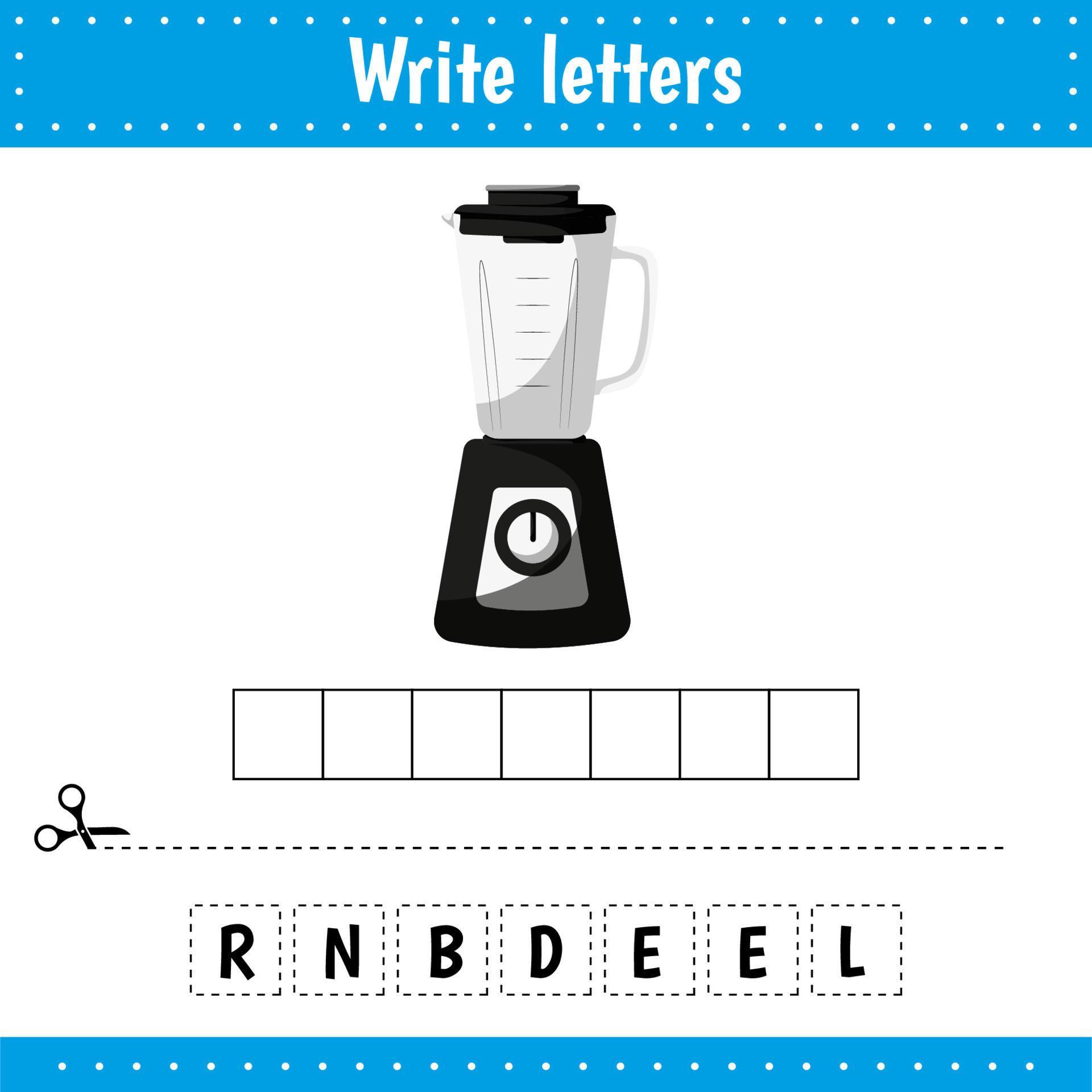 Educational game for kids. Crossword Blender. Kitchen utensil. Guess the word. Education