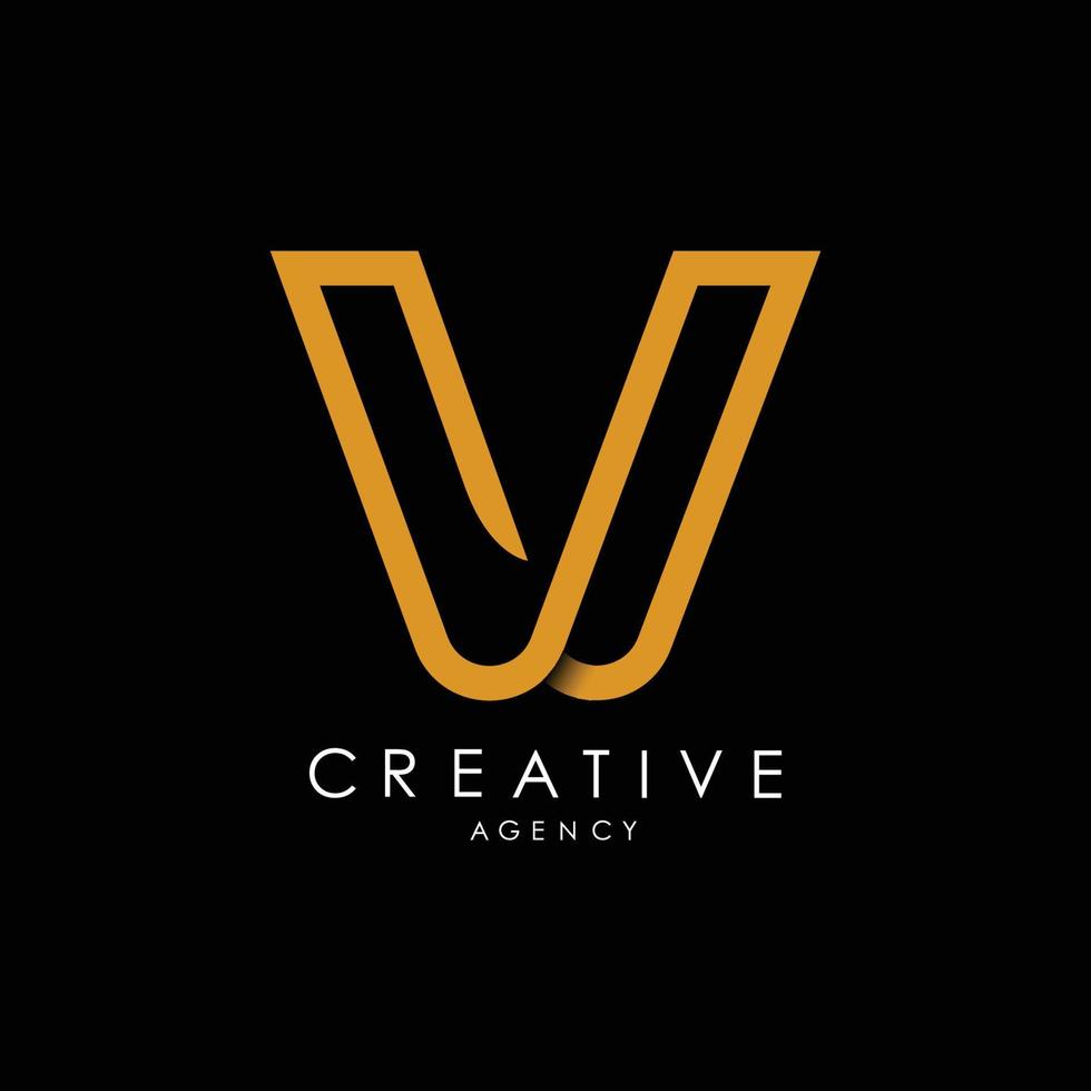 V Logo Letter monogram. with orange lines and modern minimalist creative look vector illustration.