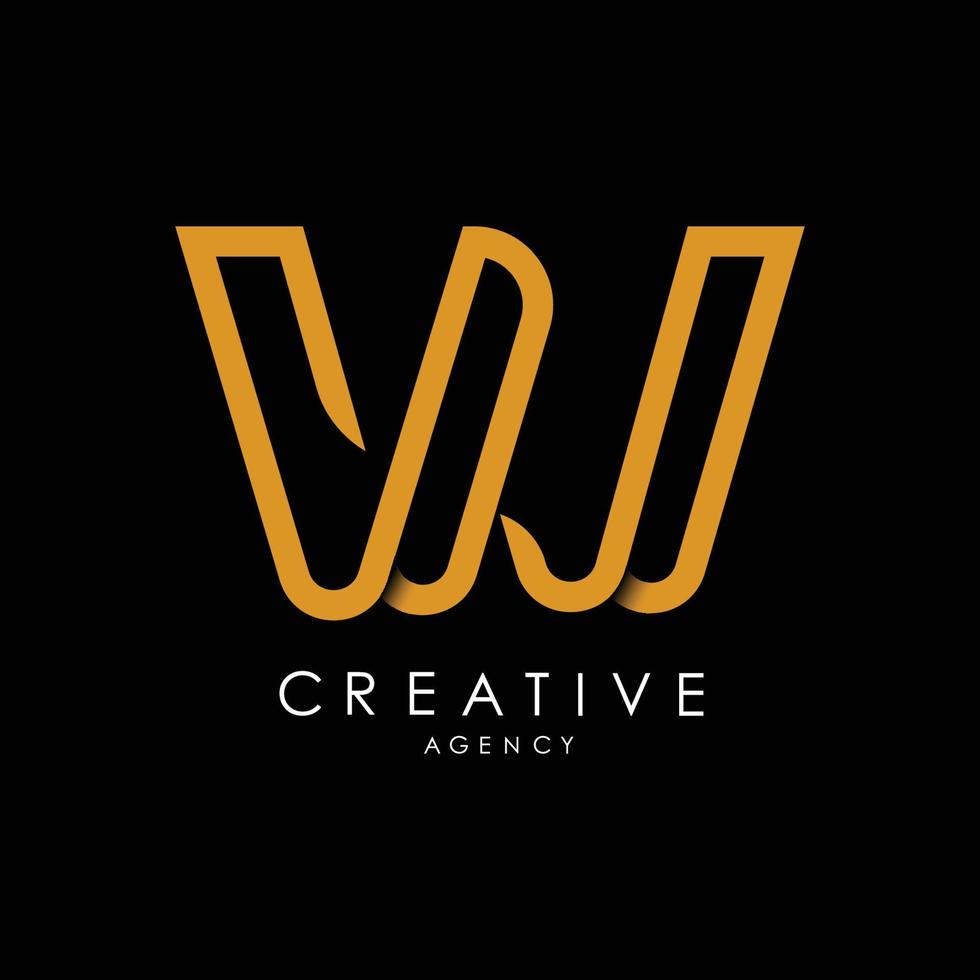 W Logo Letter monogram. with orange lines and modern minimalist creative look vector illustration.