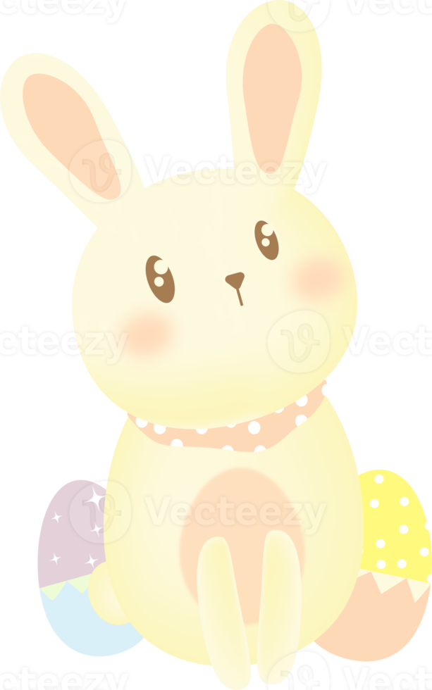 cute rabbit and easter eggs png