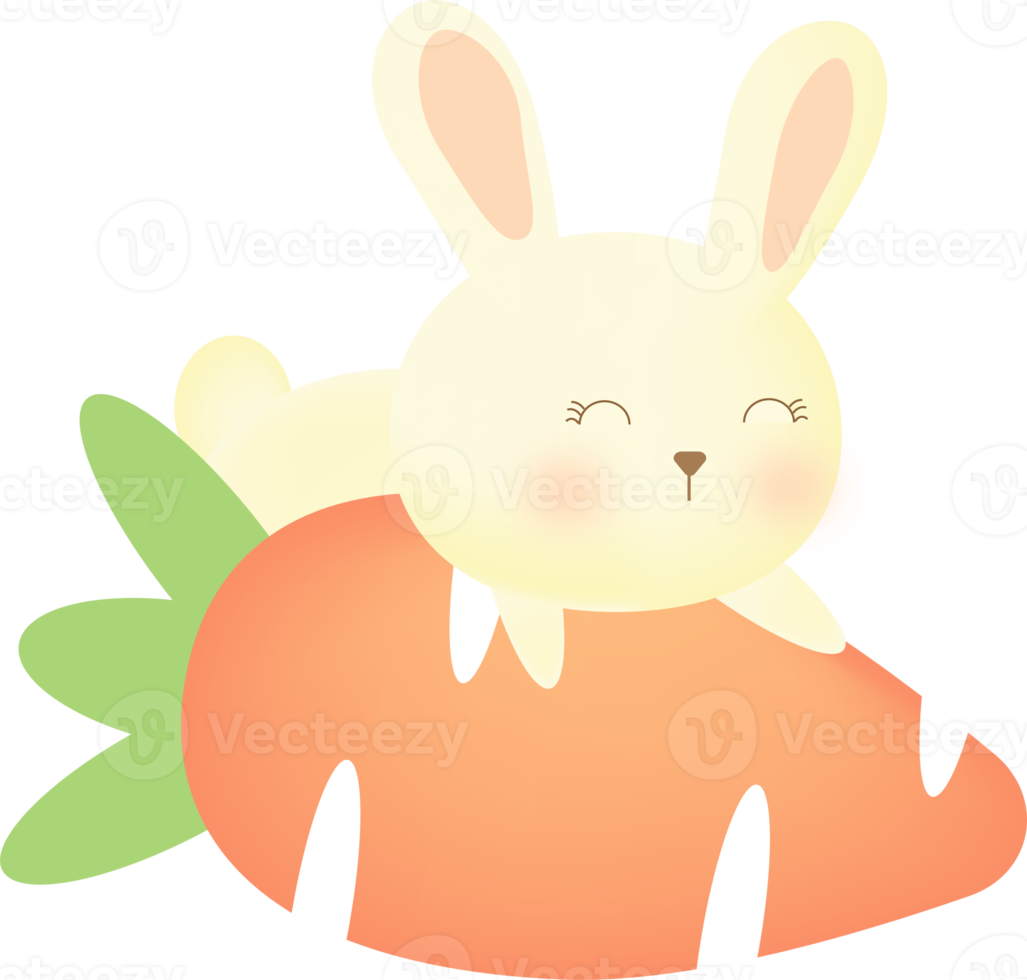 cute rabbit and easter eggs png