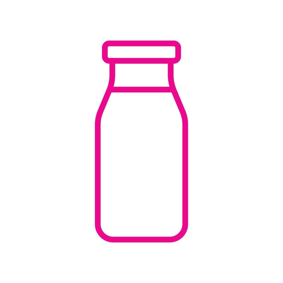 eps10 pink vector milk bottle line art icon isolated on white background. glass milk bottle symbol in a simple flat trendy modern style for your web site design, UI, logo, and mobile application