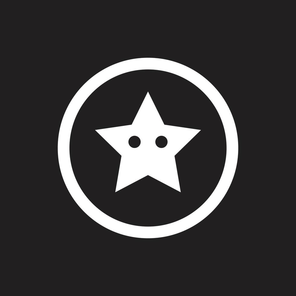 eps10 icono de estrella de dibujos animados de vector blanco aislado sobre fondo negro. estrella en un símbolo de círculo en un estilo moderno y plano simple para el diseño de su sitio web, ui, logotipo, pictograma y aplicación móvil