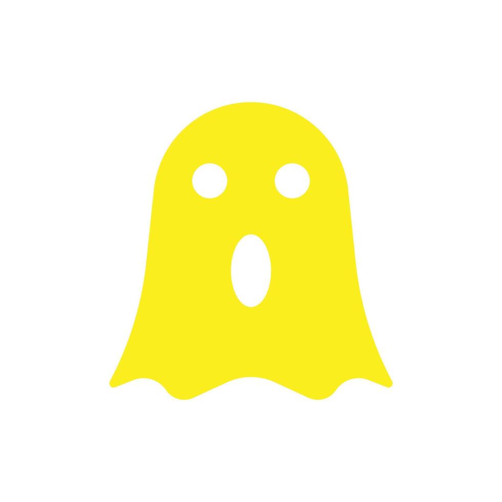 eps10 yellow vector cartoon ghost solid icon isolated on white background. horror ghost symbol in a simple flat trendy modern style for your web site design, logo, pictogram, and mobile application