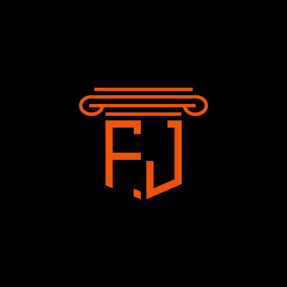 diseño creativo del logotipo de la letra fj con gráfico vectorial vector