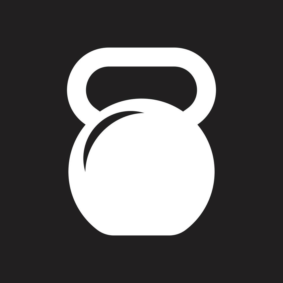 eps10 white vector kettlebell solid icon isolated on black background. kettlebell symbol in a simple flat trendy modern style for your web site design, UI, logo, and mobile application