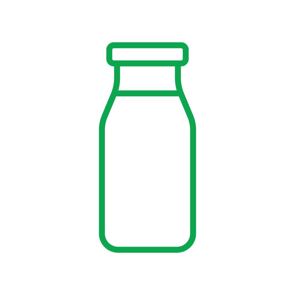 eps10 icono de arte de línea de botella de leche de vector verde aislado sobre fondo blanco. símbolo de botella de leche de vidrio en un estilo moderno y plano simple para el diseño de su sitio web, ui, logotipo y aplicación móvil